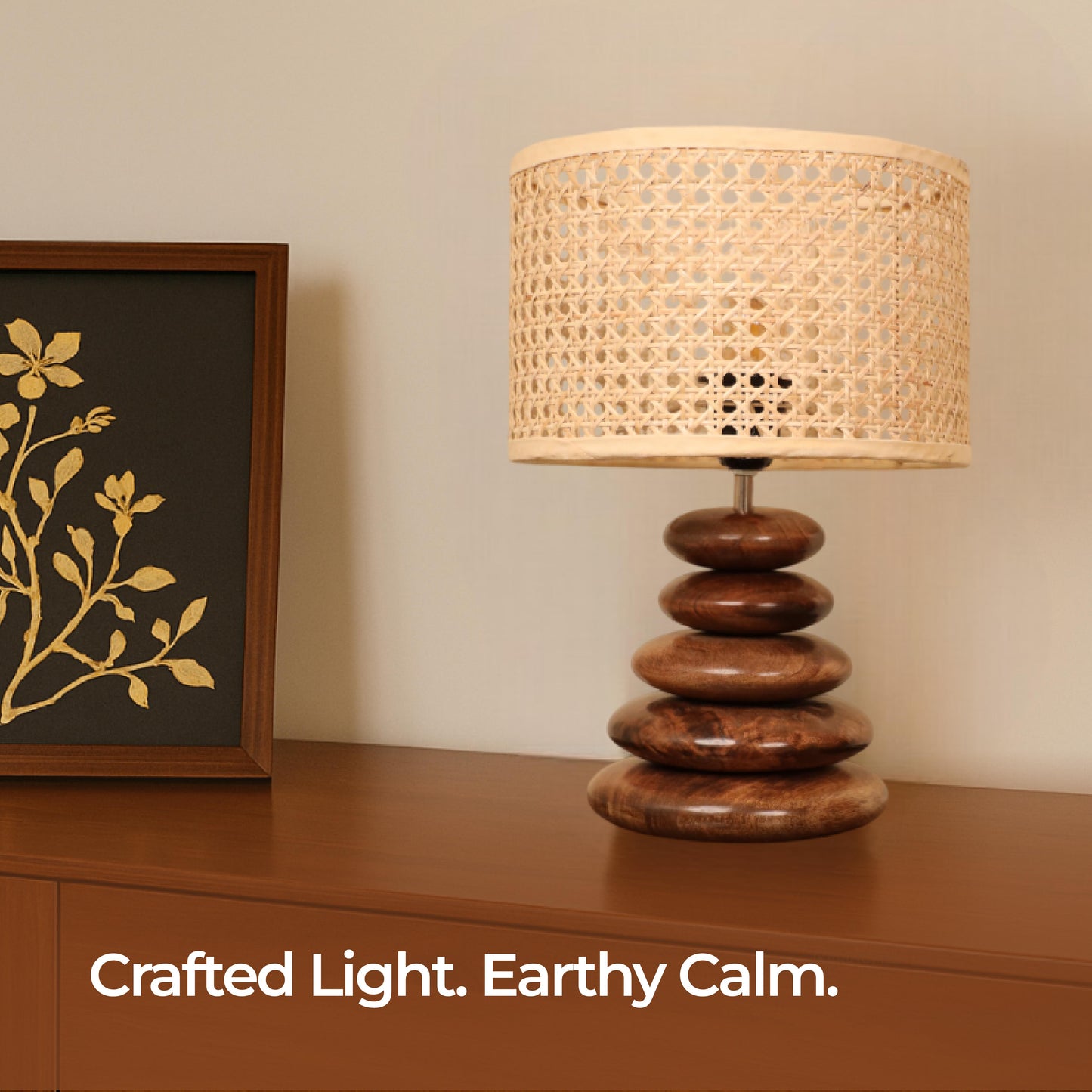 Rattan Pebble Lamp - Crafted for Calm.