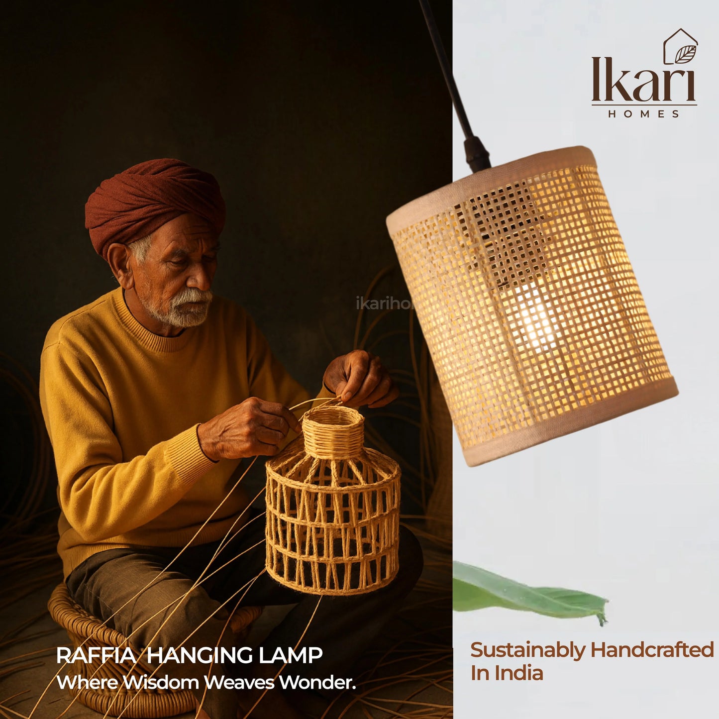 Square Mesh Rattan Hanging lamp – Woven Light, Timeless Texture