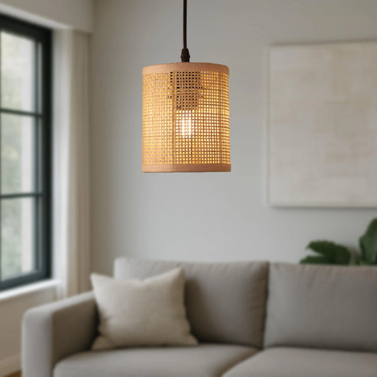 Square Mesh Rattan Hanging lamp – Woven Light, Timeless Texture