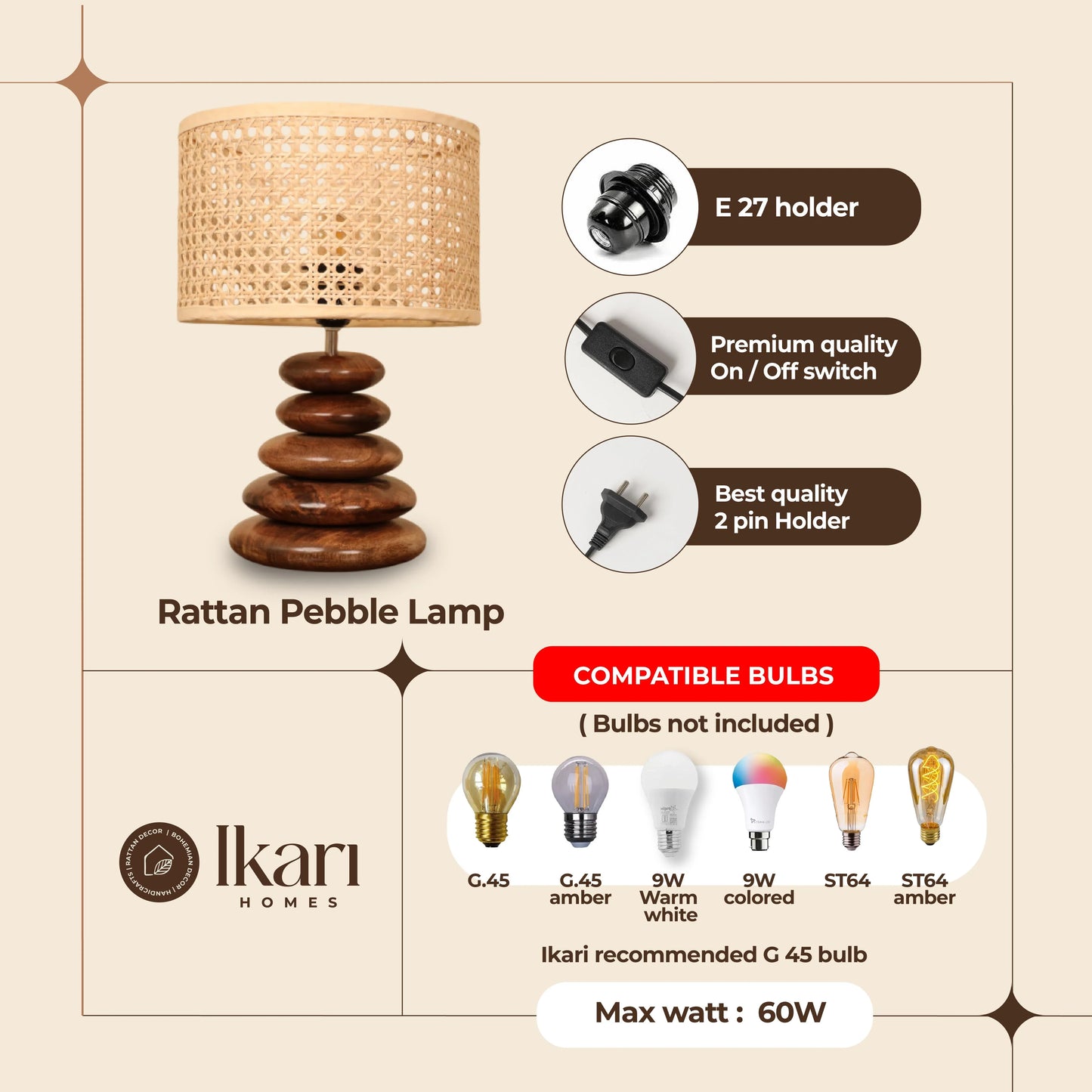 Rattan Pebble Lamp - Crafted for Calm.