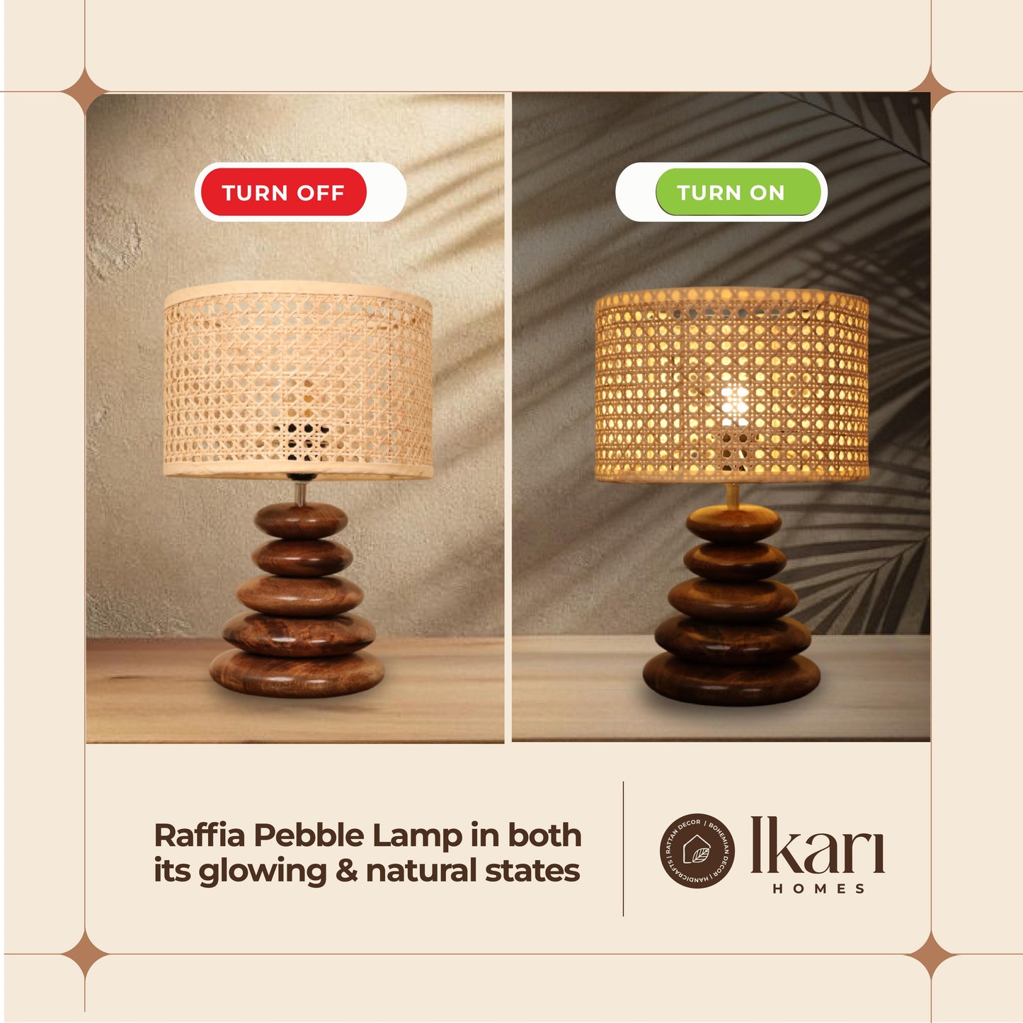 Rattan Pebble Lamp - Crafted for Calm.