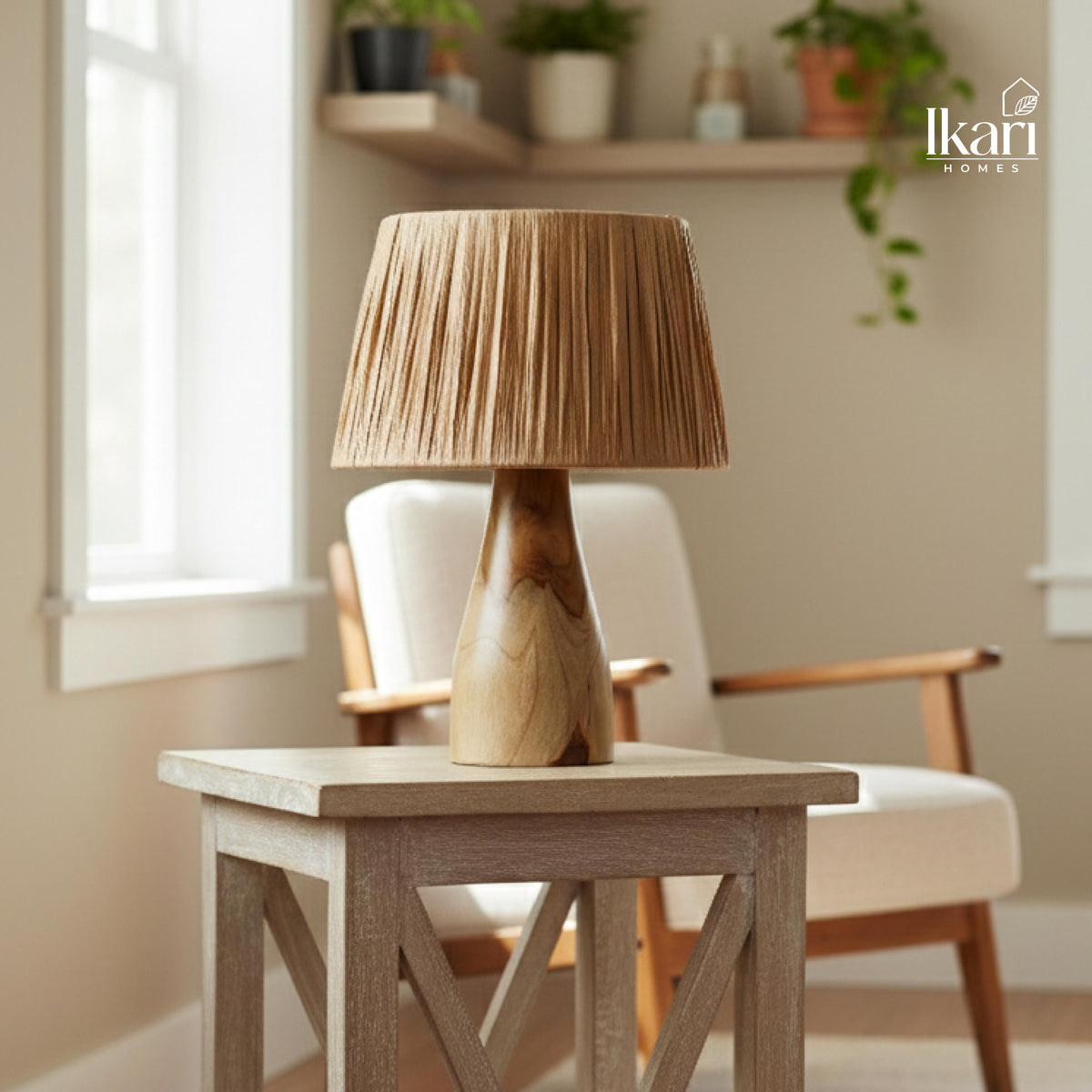 Raffia Teak Glow Lamp