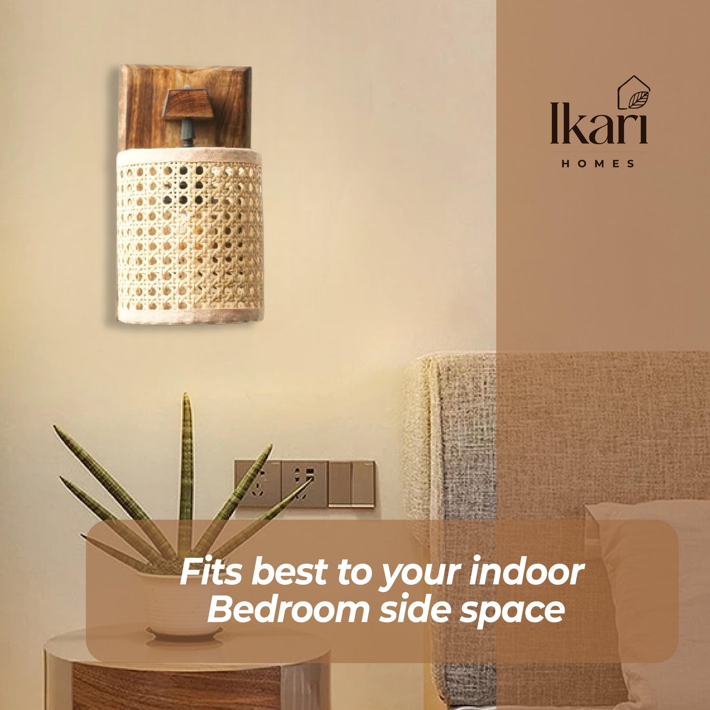 Rustic Rattan Wall Lamp – Geometric Elegance, Boho Glow