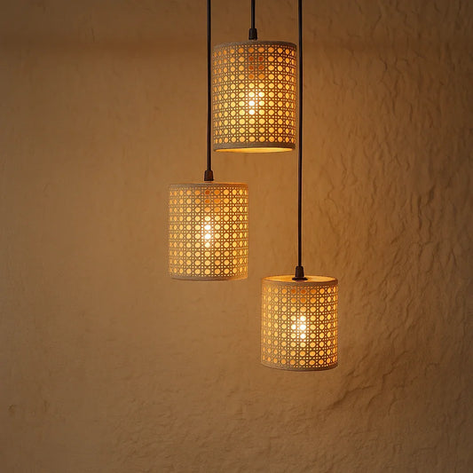 Rattan Woven Hanging Lamp Chandelier