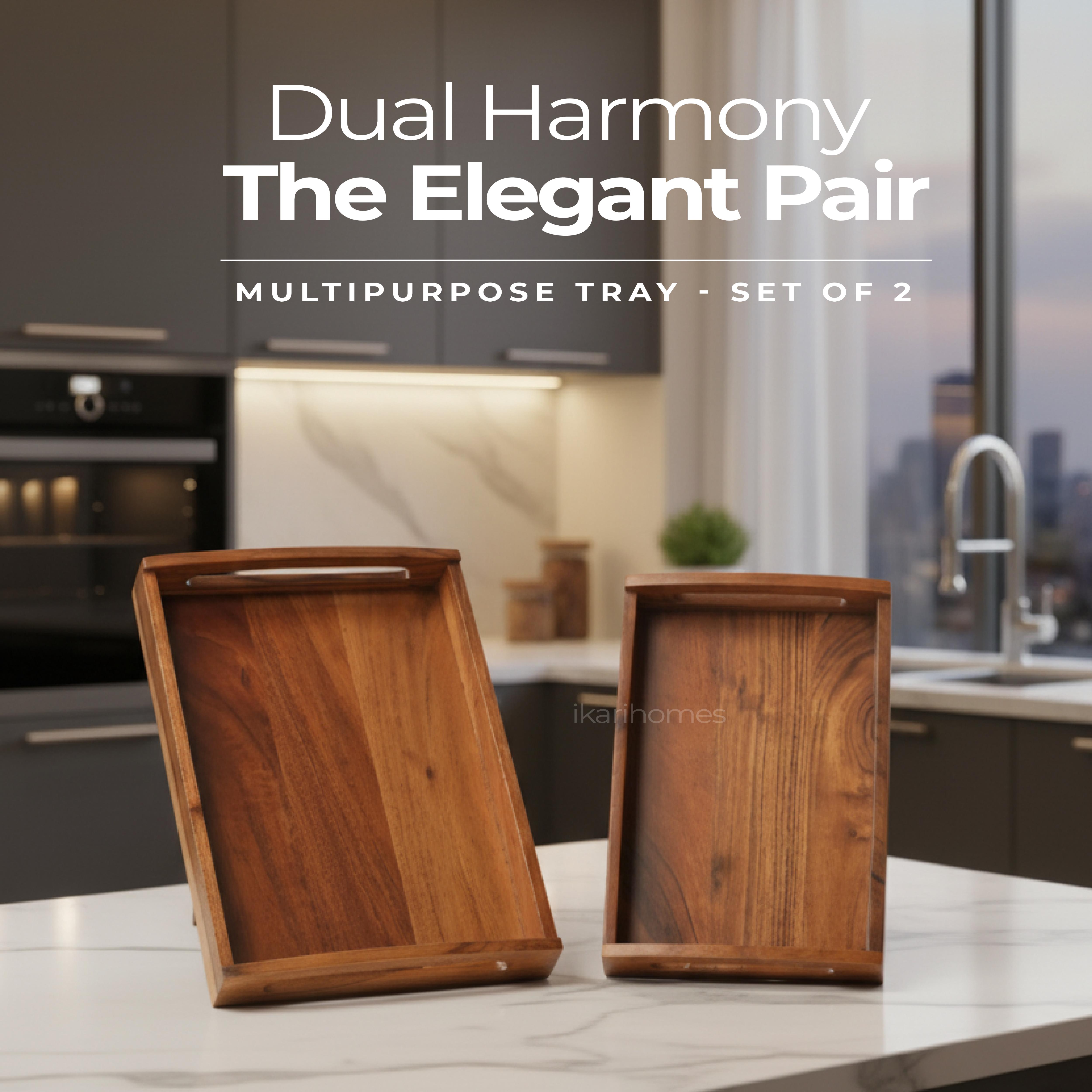 Dual Harmony Acacia Tray Set of 2
