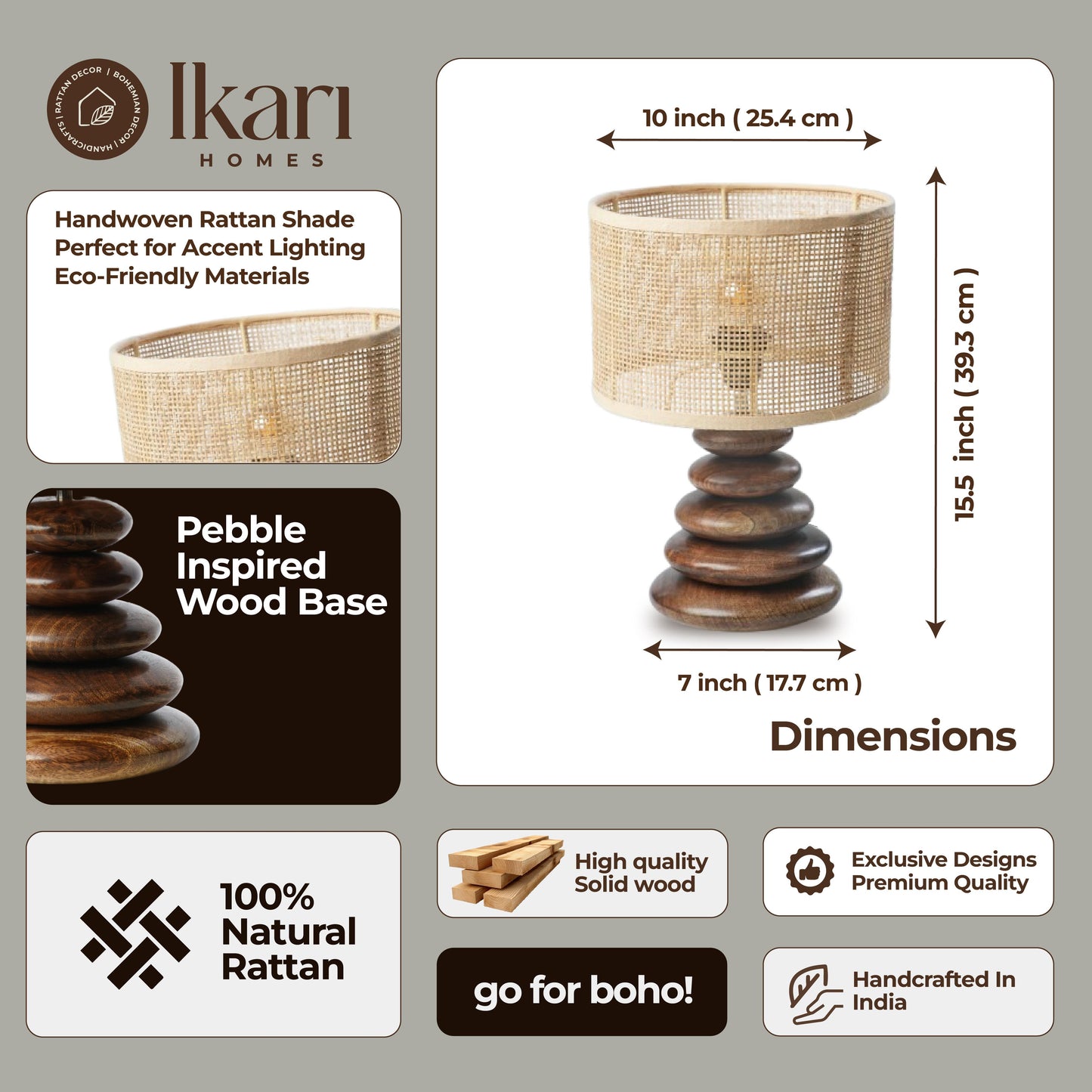 Rattan Pebble Table Lamp
