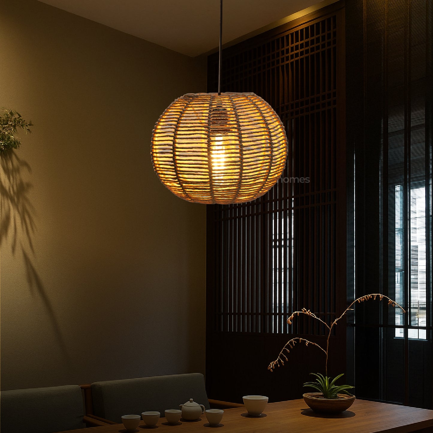 Kora Raffia Pendant Lamp - Handwoven Calm
