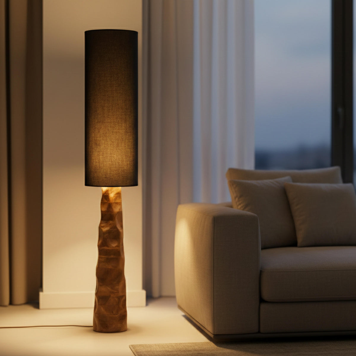 Midnight Glow Floor Lamp – Bold Light, Sculpted Elegance