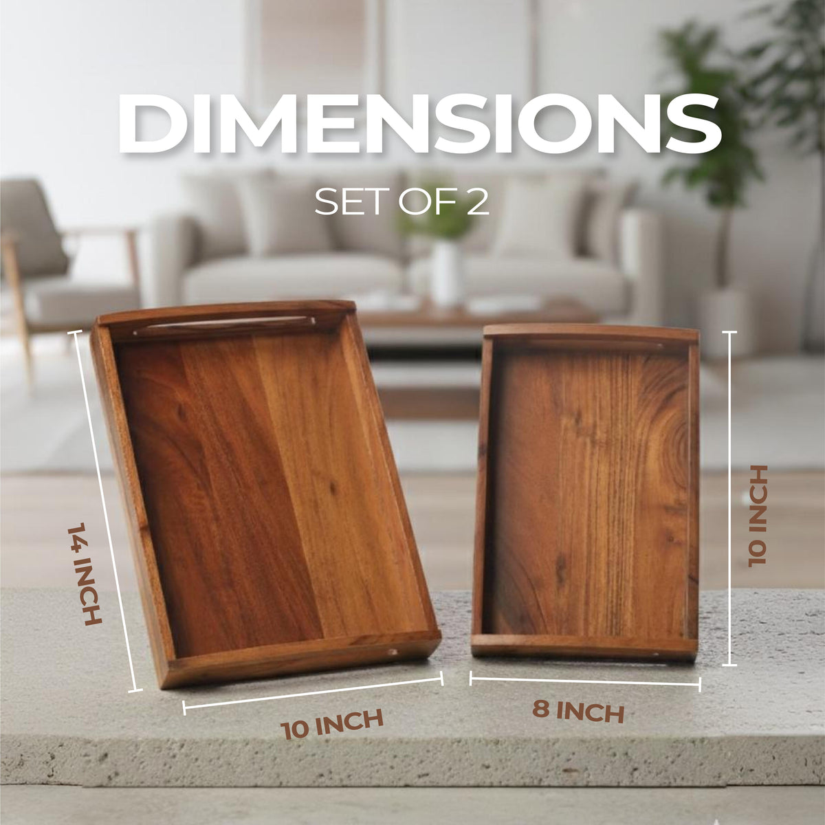 Dual Harmony Acacia Tray Set of 2