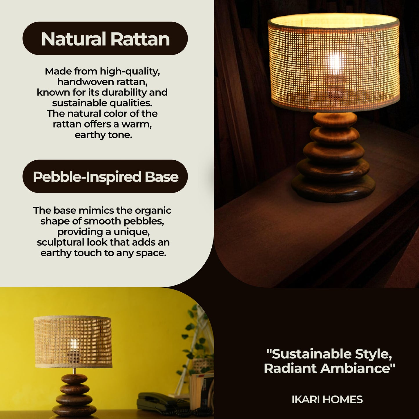 Rattan Pebble Table Lamp