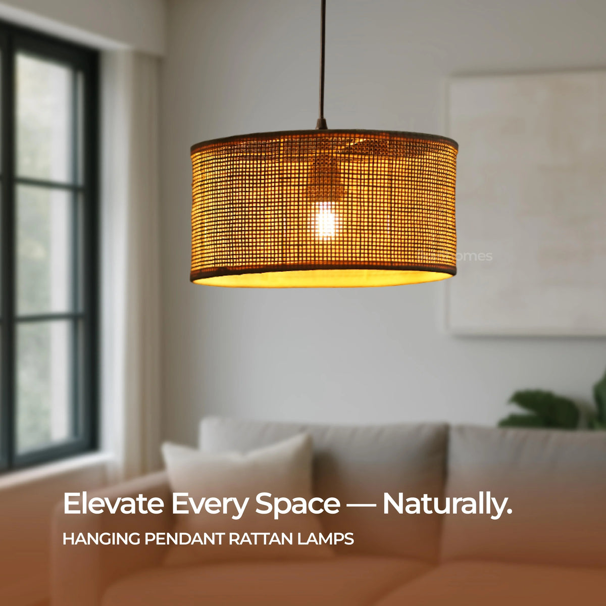Rattan pendant Lamp shade - 12 inch