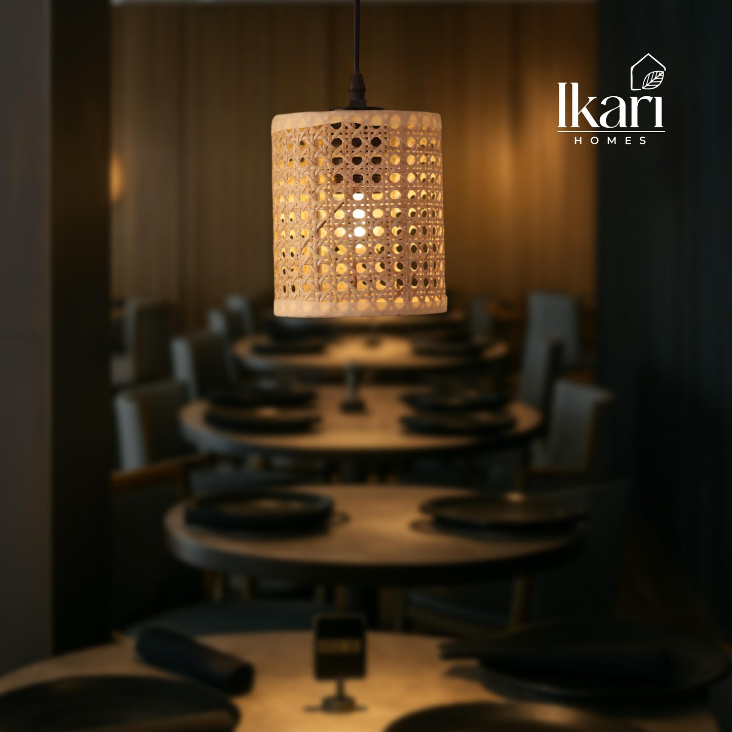 Rattan Crown Hanging Lamp – Woven Elegance