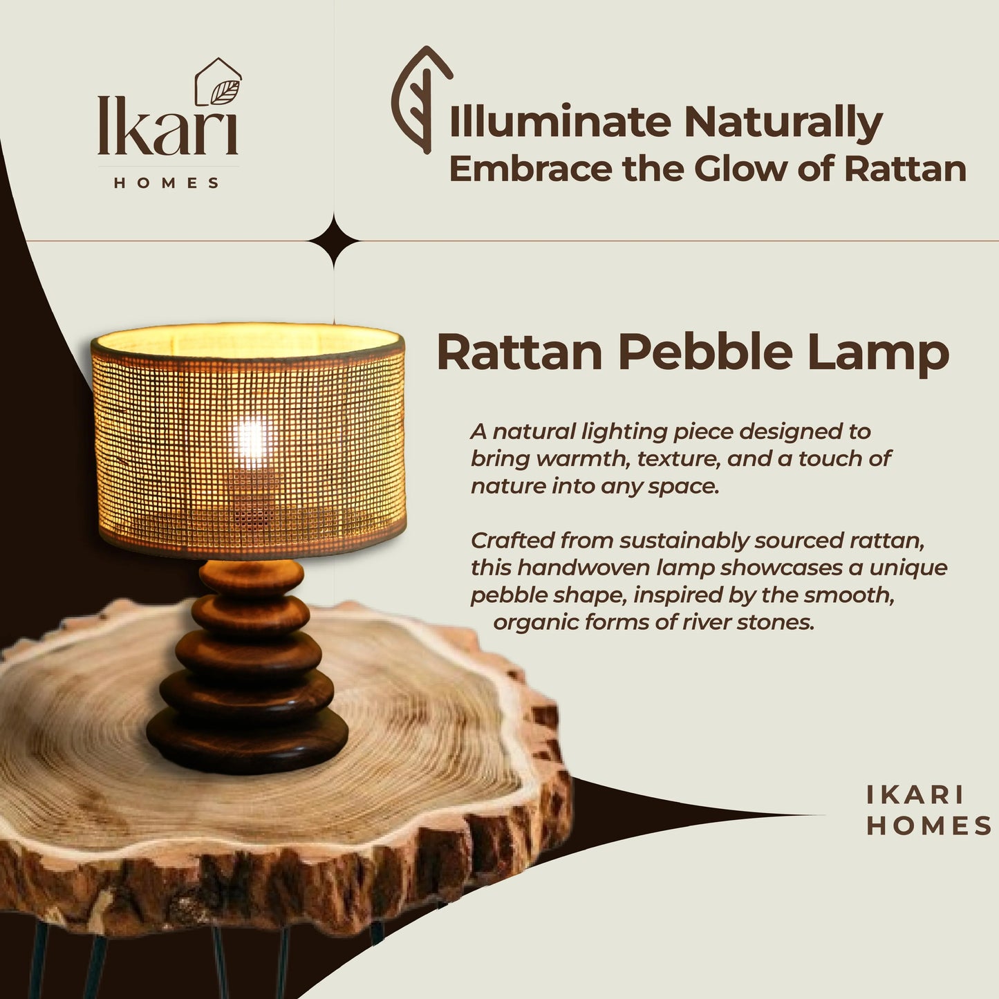 Rattan Pebble Table Lamp
