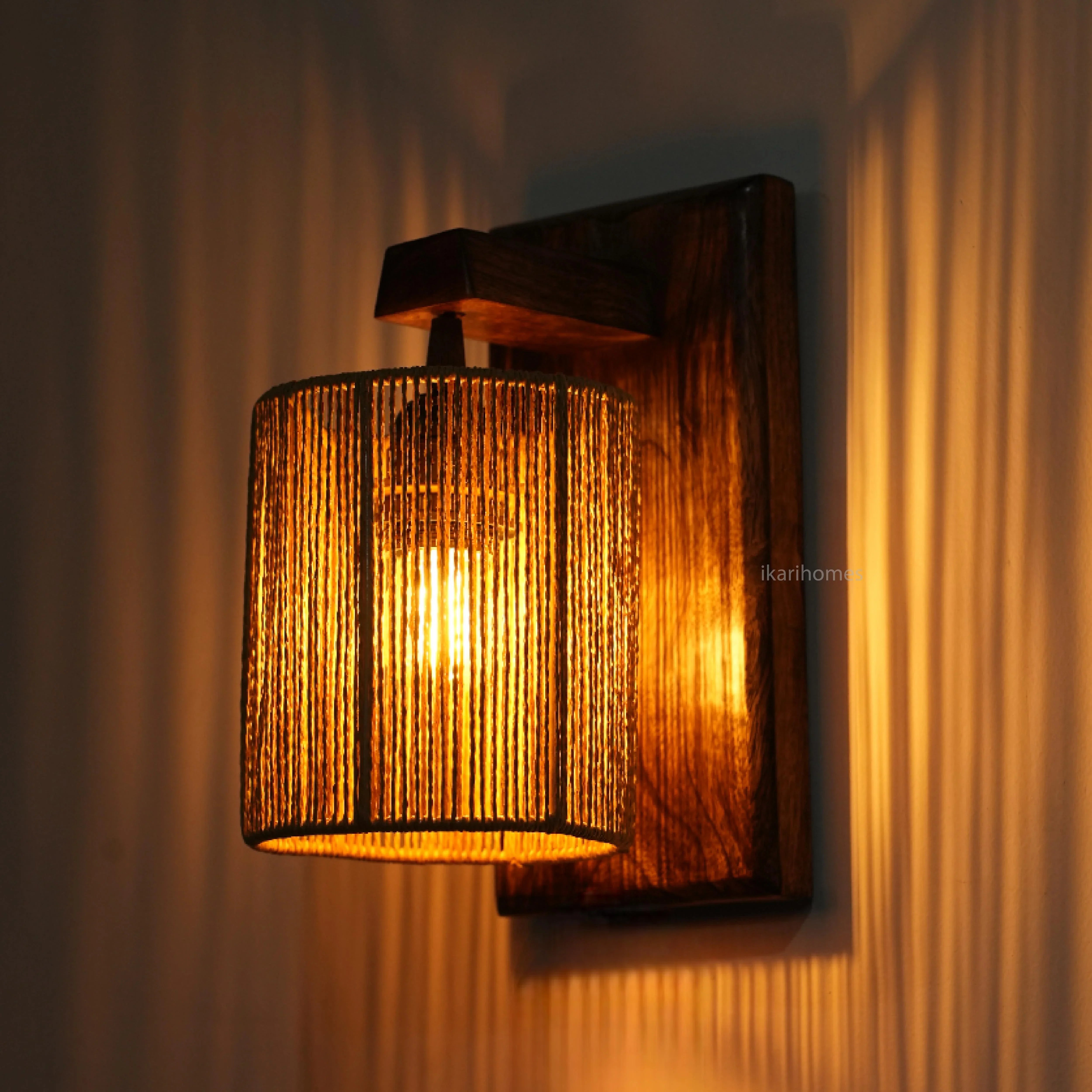 Rustic Wooden Wall Lamp for Home Decor – Ikari Homes
