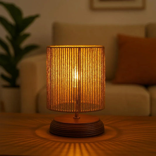 Features a high-quality handwoven raffia lampshade that diffuses light beautifully and a solid Sheesham wood base for stability and durability