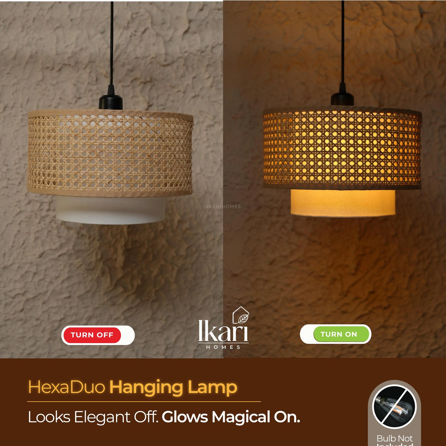Hexa Duo Rattan Hanging Lamp (Big Size - 14 Inch)
