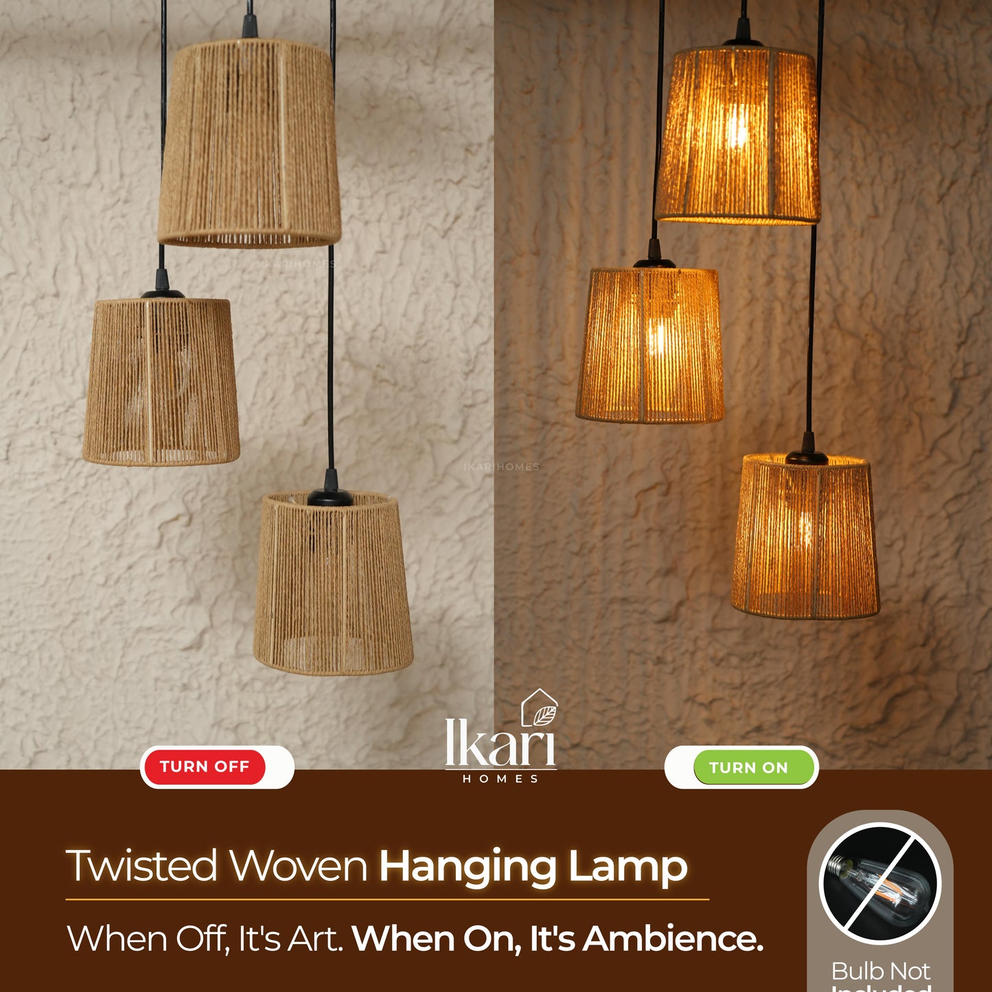 Twisted Woven Hanging Lamp Boho Chandelier