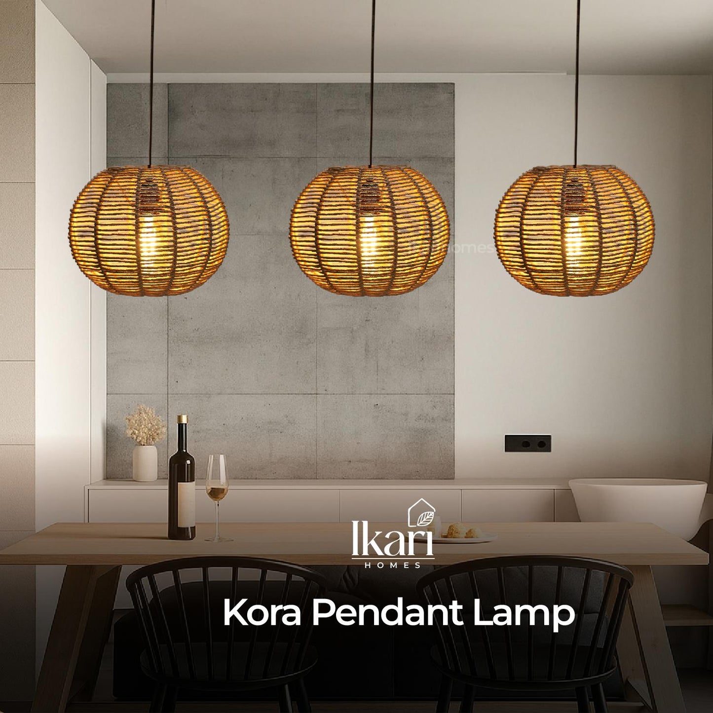 Kora Raffia Pendant Lamp - Handwoven Calm