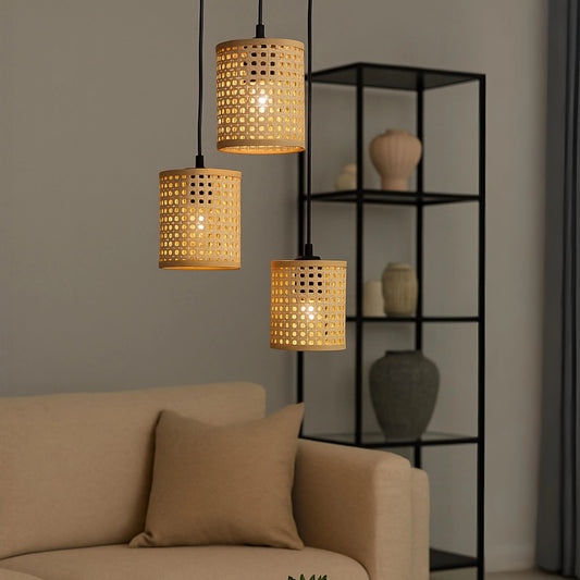 Rattan Woven Hanging Lamp Chandelier