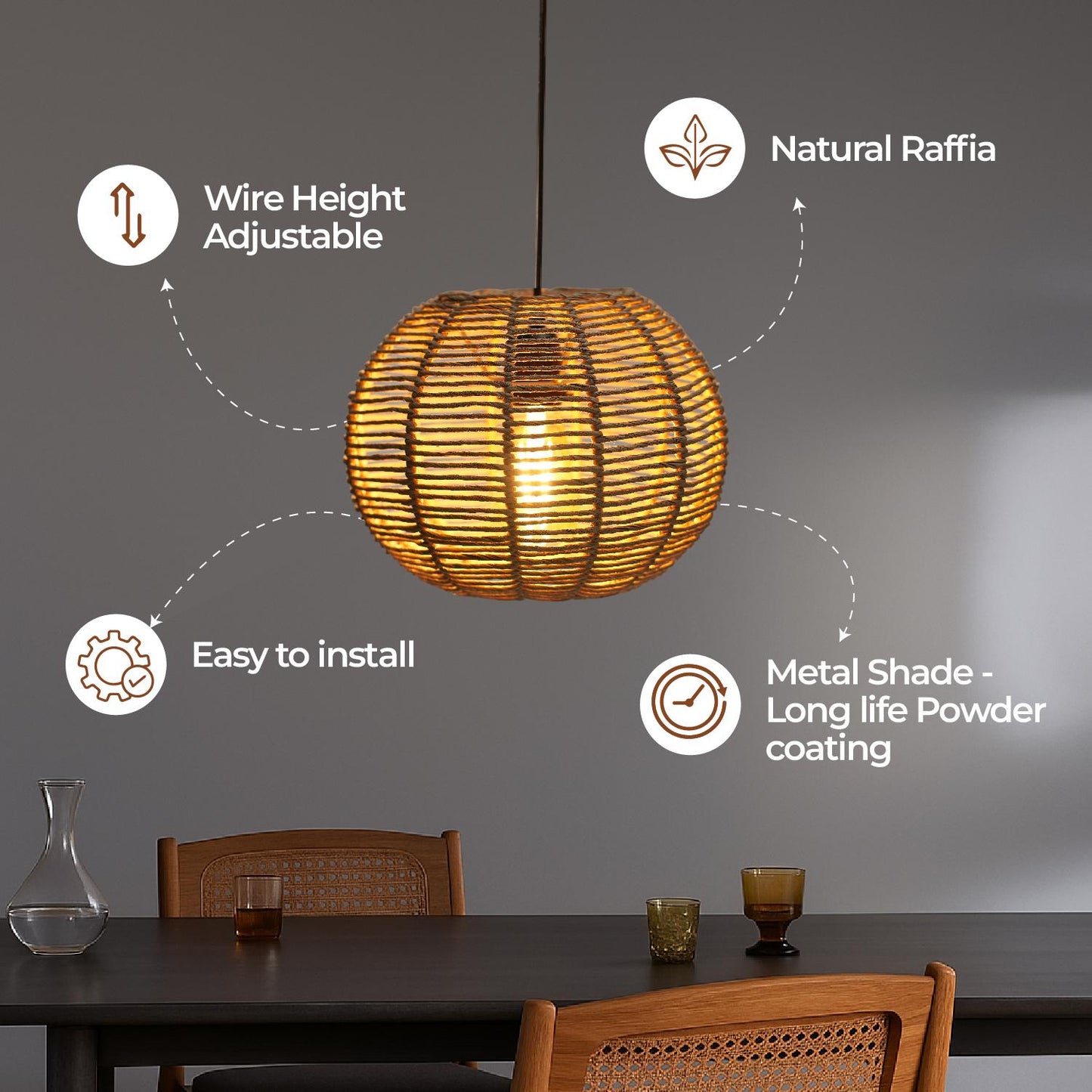 Kora Raffia Pendant Lamp - Handwoven Calm