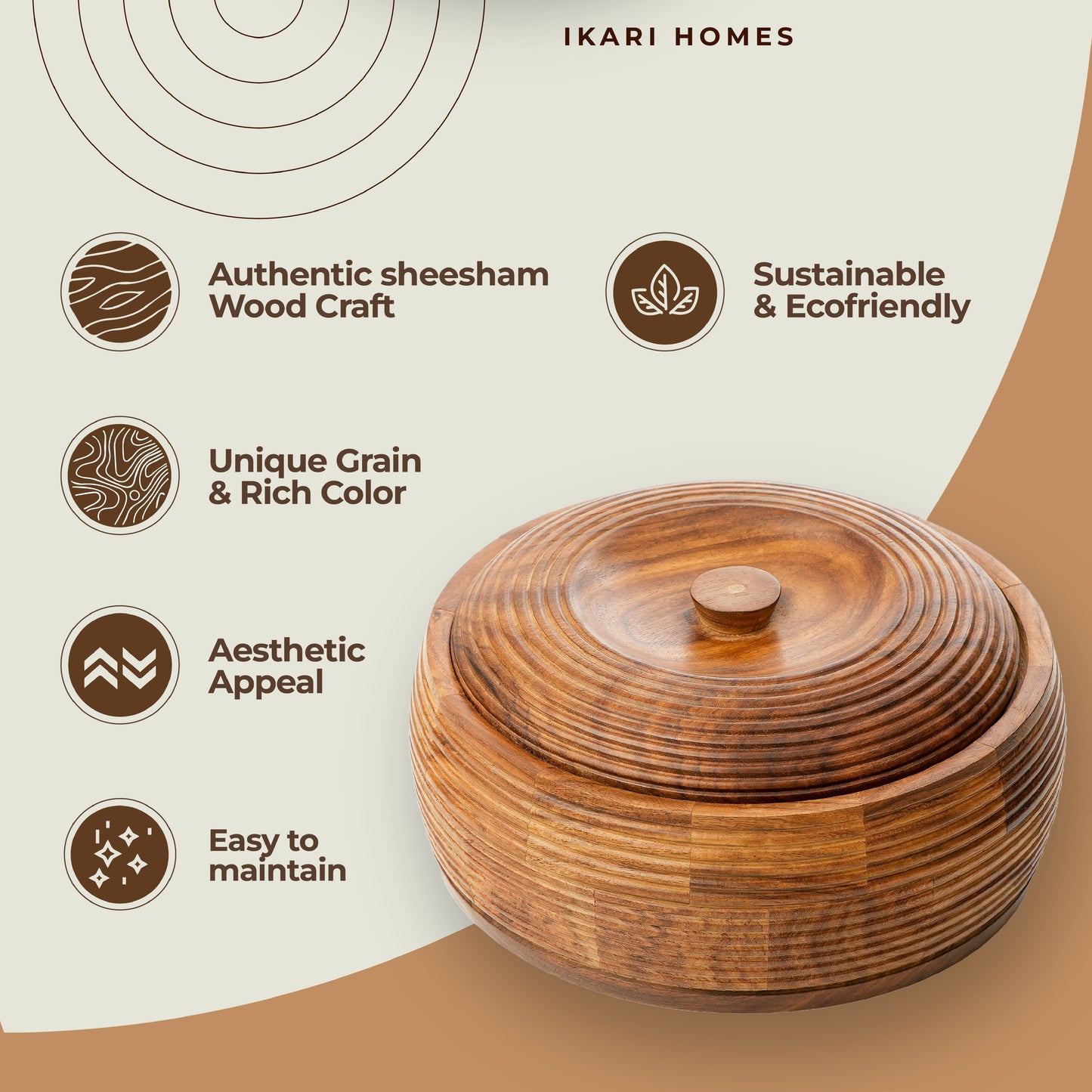 Handcrafted Premium Sheesham Wooden Chapati box