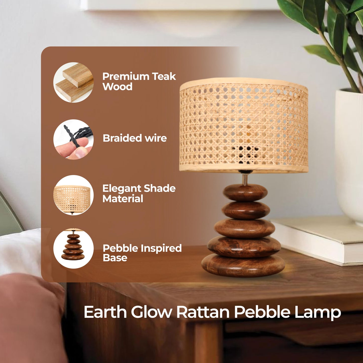Rattan Pebble Lamp - Crafted for Calm.