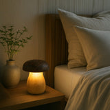 Handcrafted Wooden Mushroom Lamp – Whimsical Glow, Natural Charm