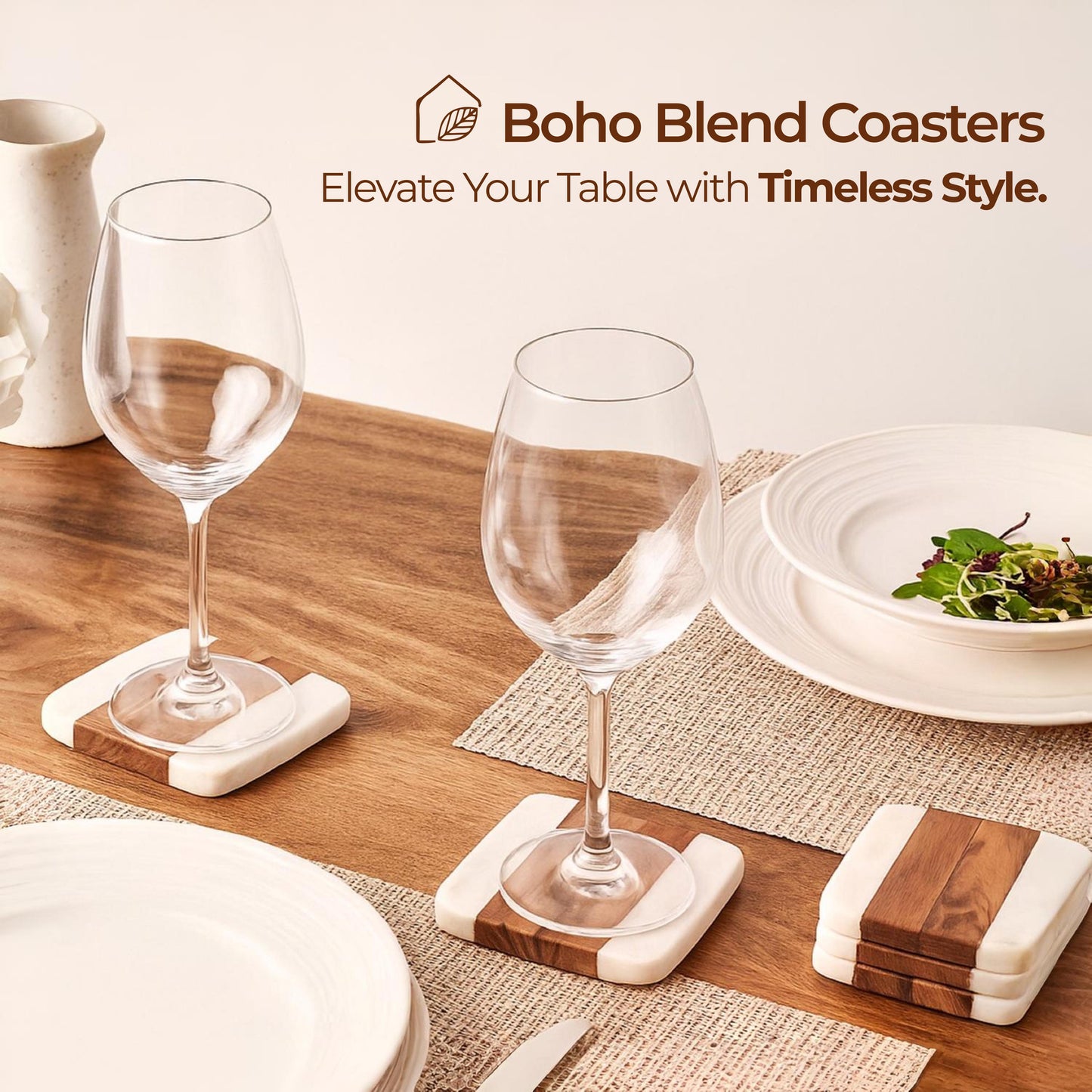 Square Boho Blend Coasters Set of 4