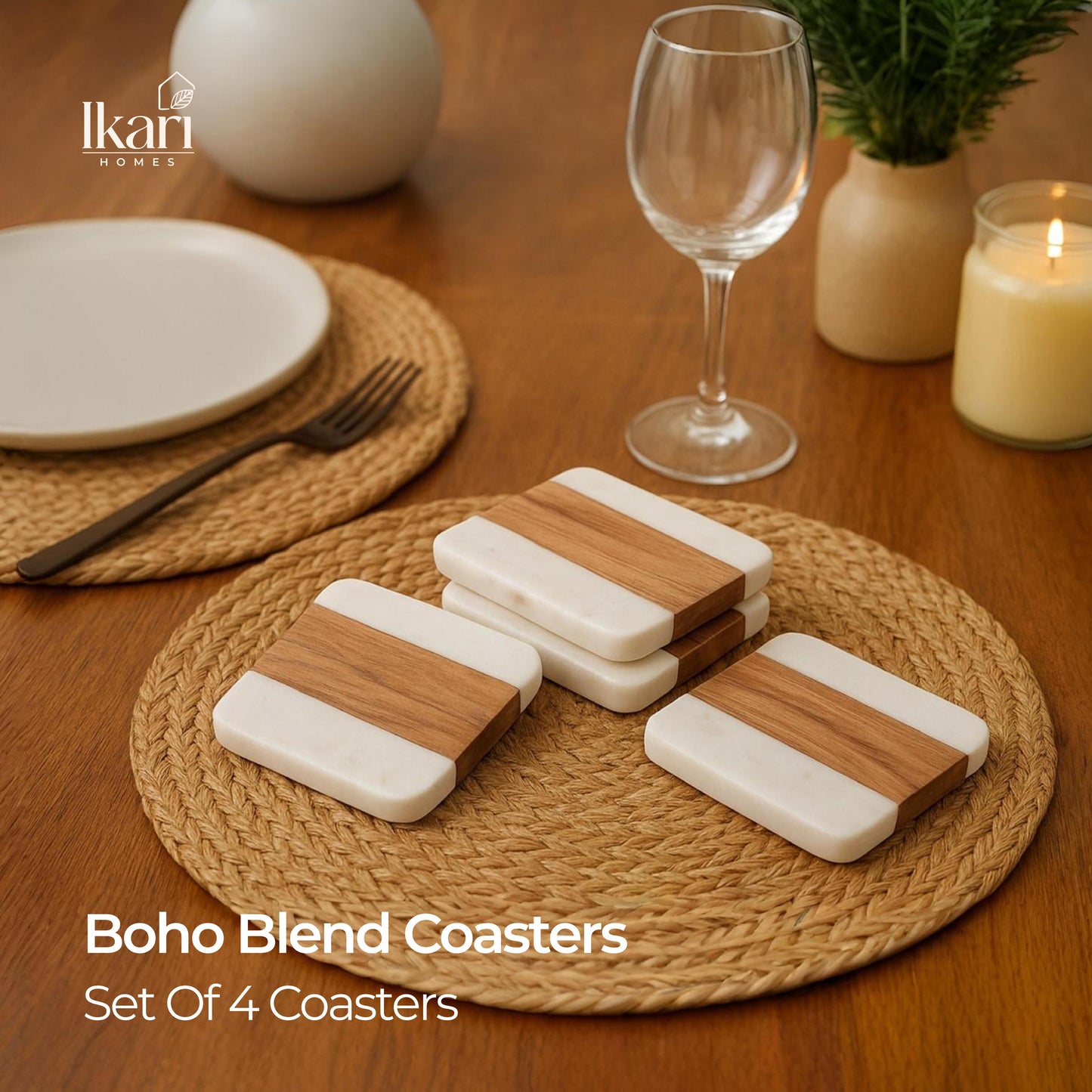 Square Boho Blend Coasters Set of 4