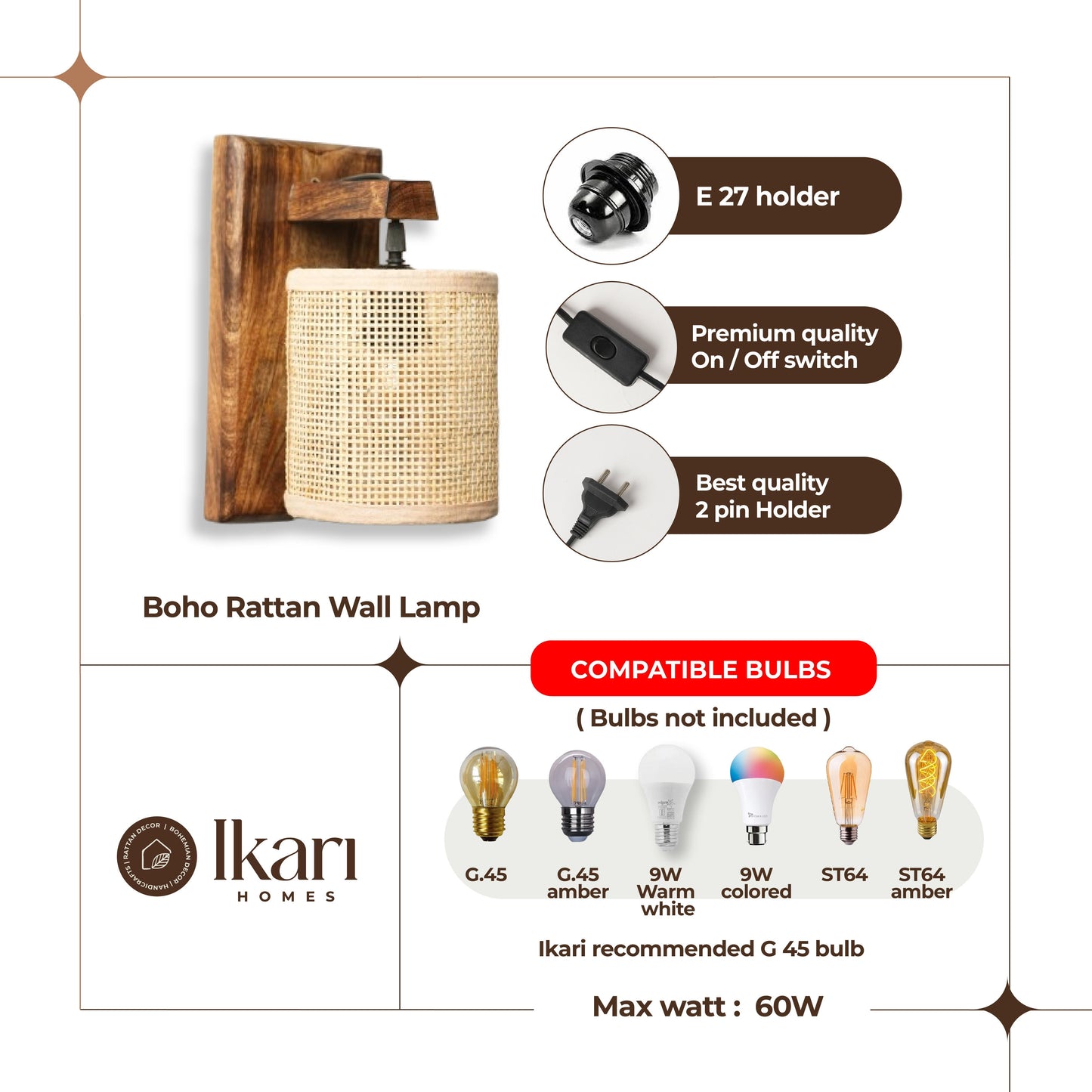 Vintage Raffia Wall Lamp – Minimalist Design, Natural Warmth