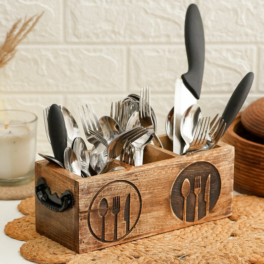 Wooden Caddy and Cutlery Stand