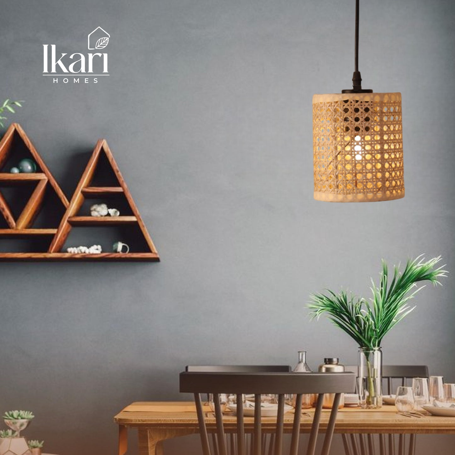 Rattan Crown Hanging Lamp – Woven Elegance