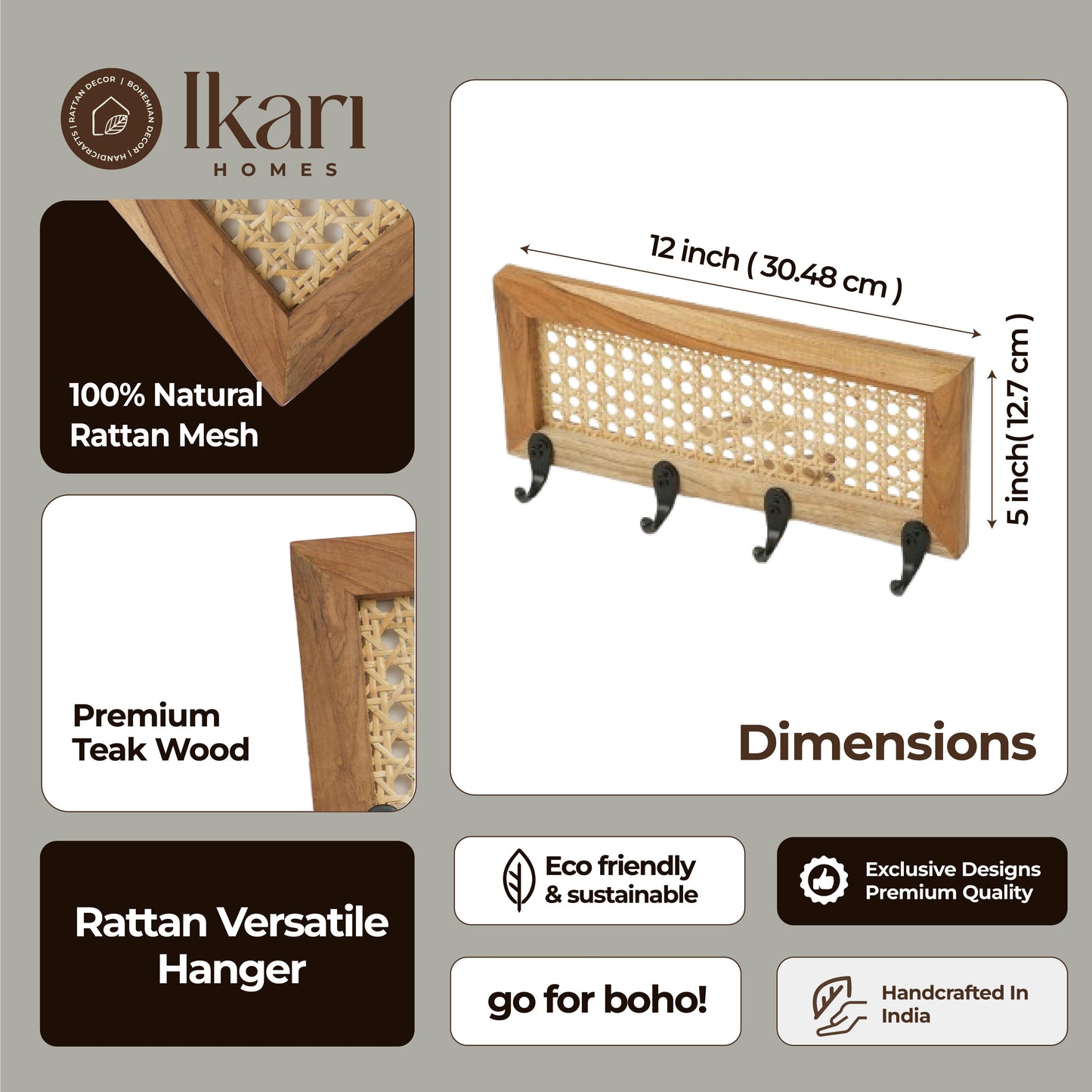 Rattan Cane Key Holder