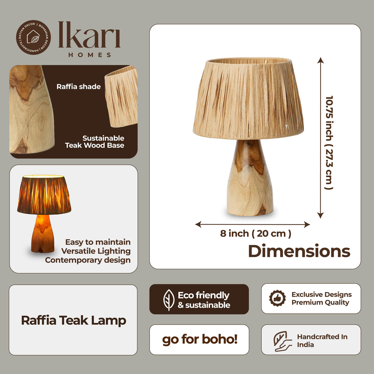 Raffia Teak Glow Lamp