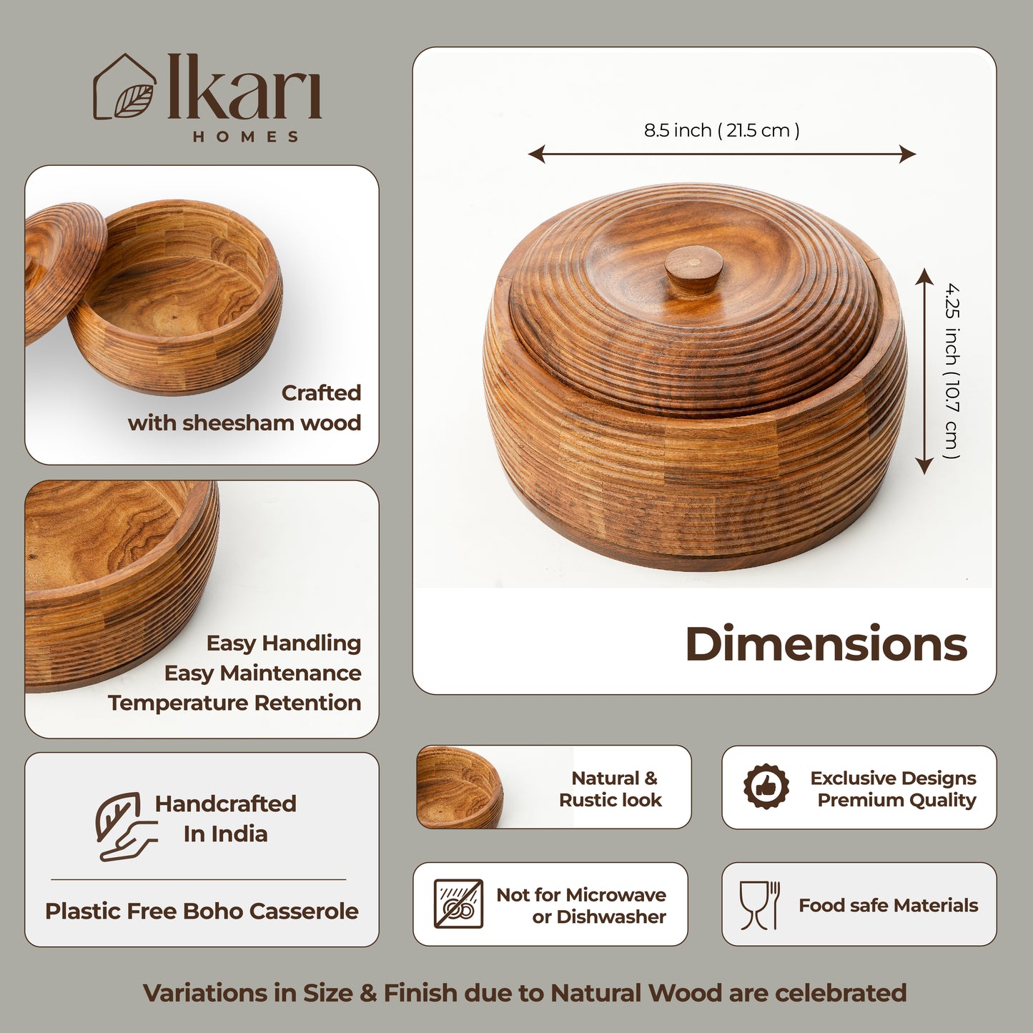 Handcrafted Premium Sheesham Wooden Chapati box