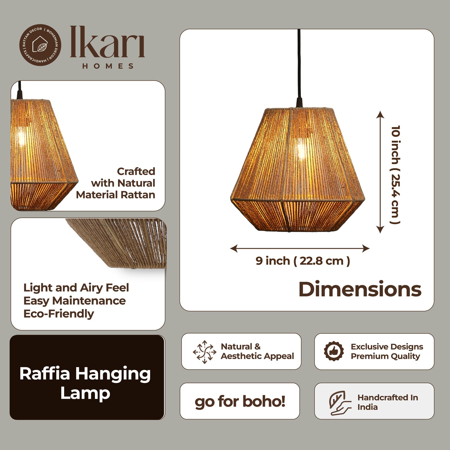 Raffia Pendant Hanging Lamp