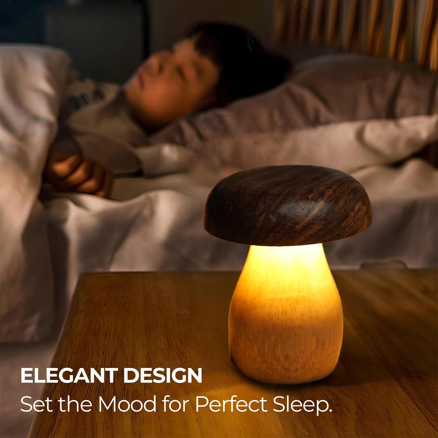 Handcrafted Wooden Mushroom Lamp – Whimsical Glow, Natural Charm