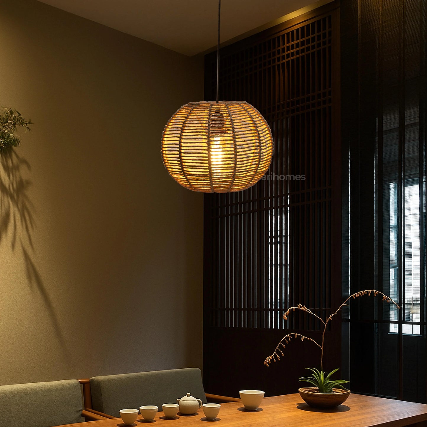 Kora Raffia Pendant Lamp - Handwoven Calm