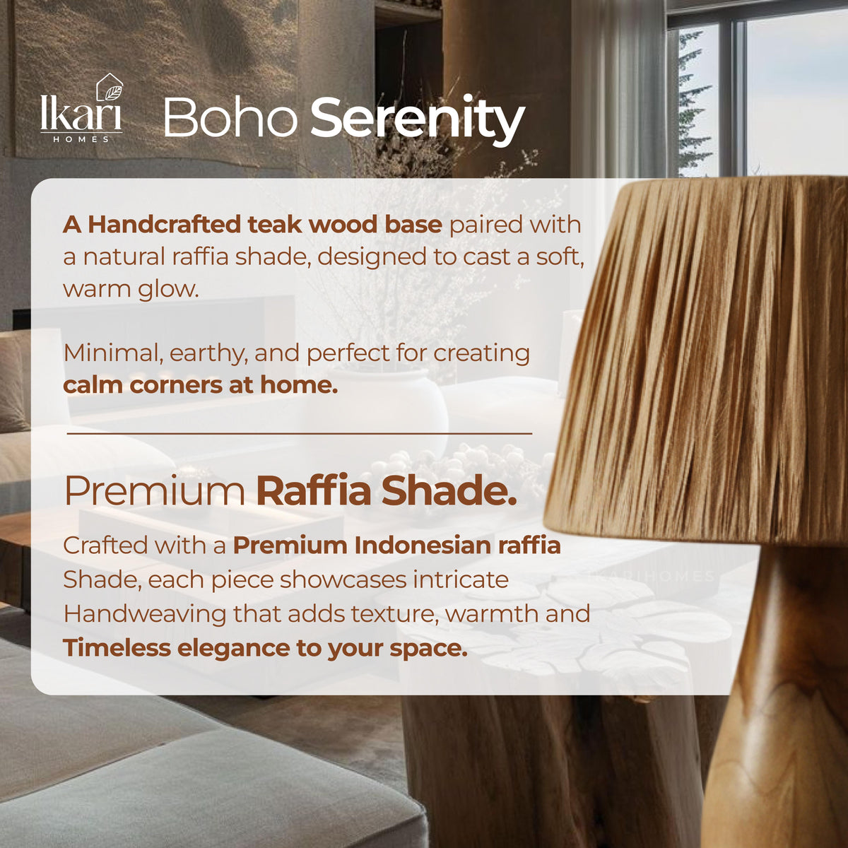 Raffia Teak Glow Lamp