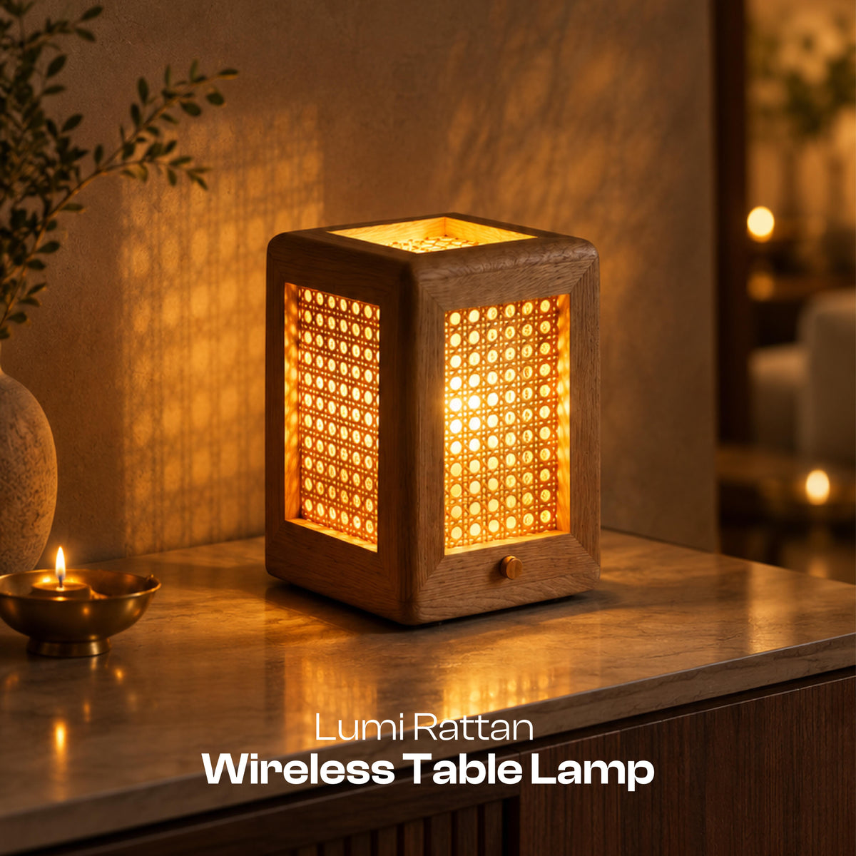 Lumi Rattan Wireless Table Lamp