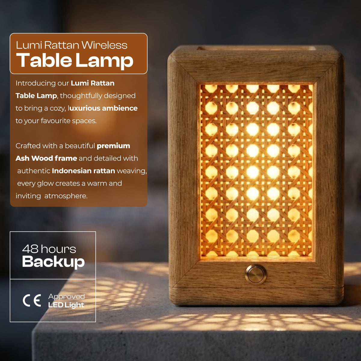 Lumi Rattan Wireless Table Lamp