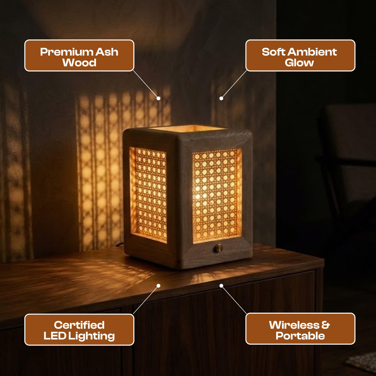 Lumi Rattan Wireless Table Lamp