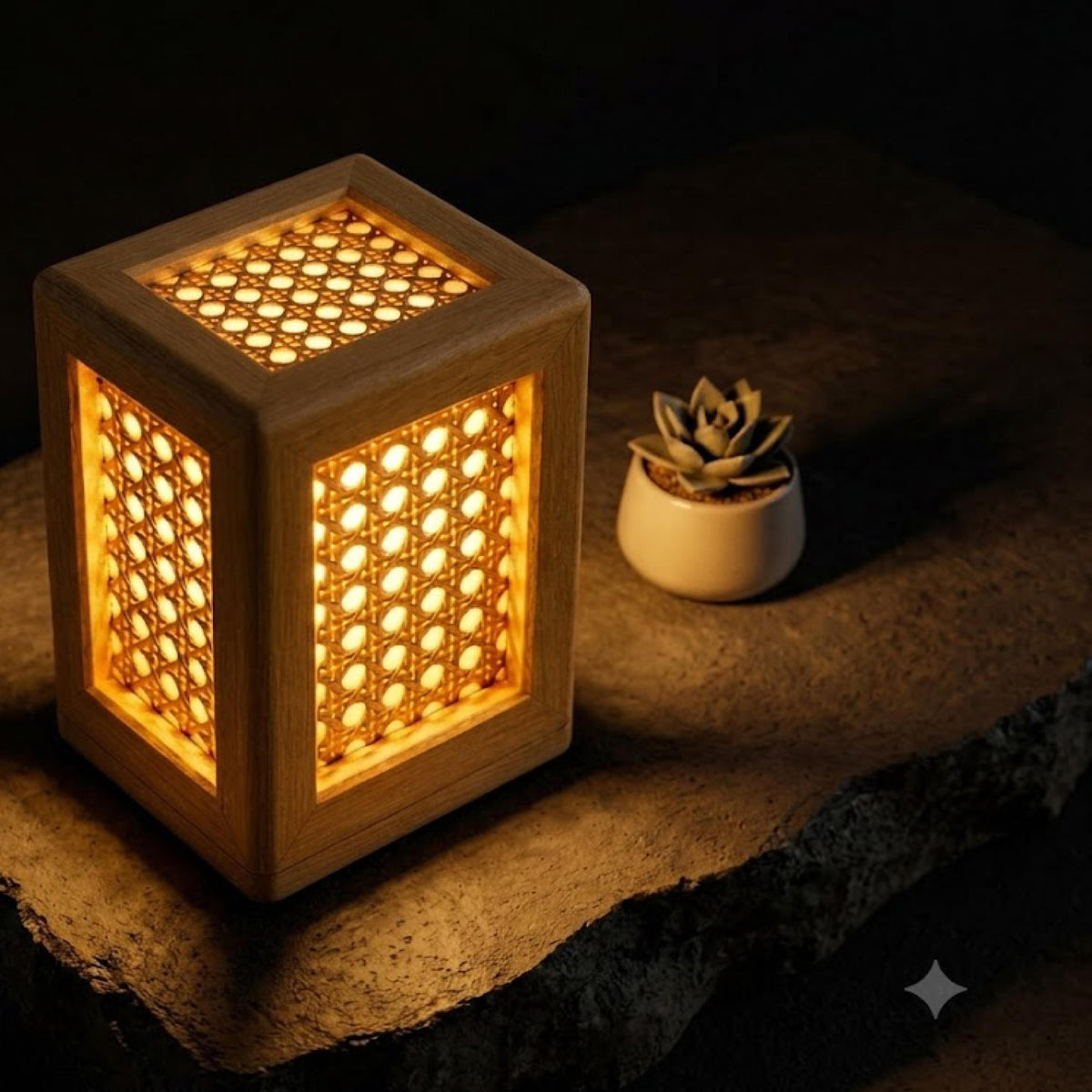 Lumi Rattan Wireless Table Lamp