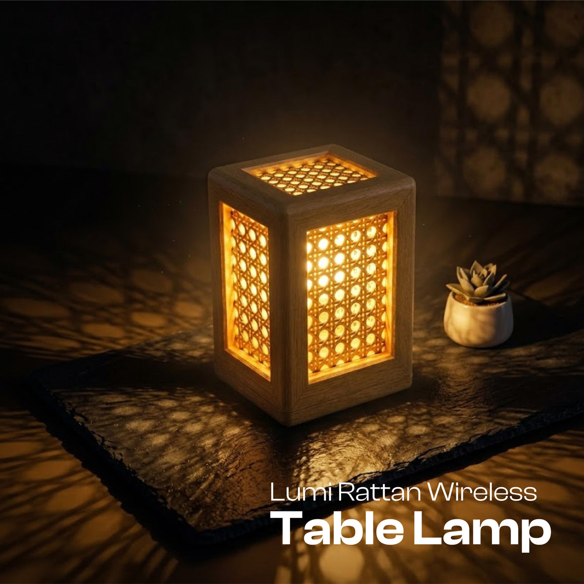 Lumi Rattan Wireless Table Lamp