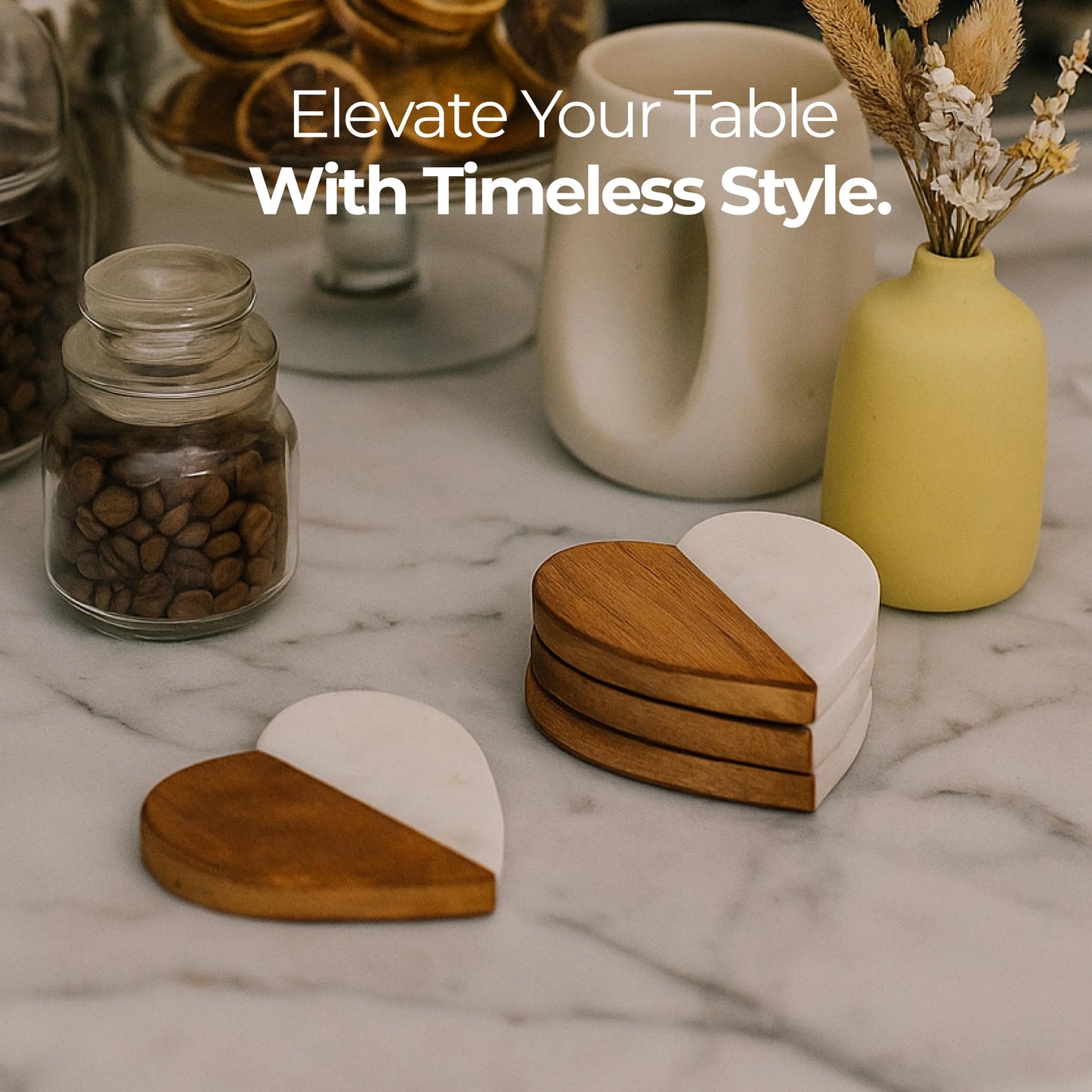 Marblewood love coasters - Sets of 4