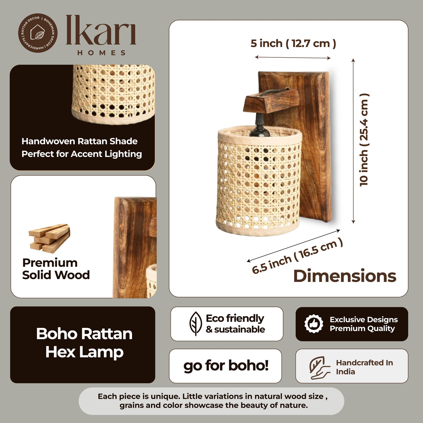 Rustic Rattan Wall Lamp – Geometric Elegance, Boho Glow