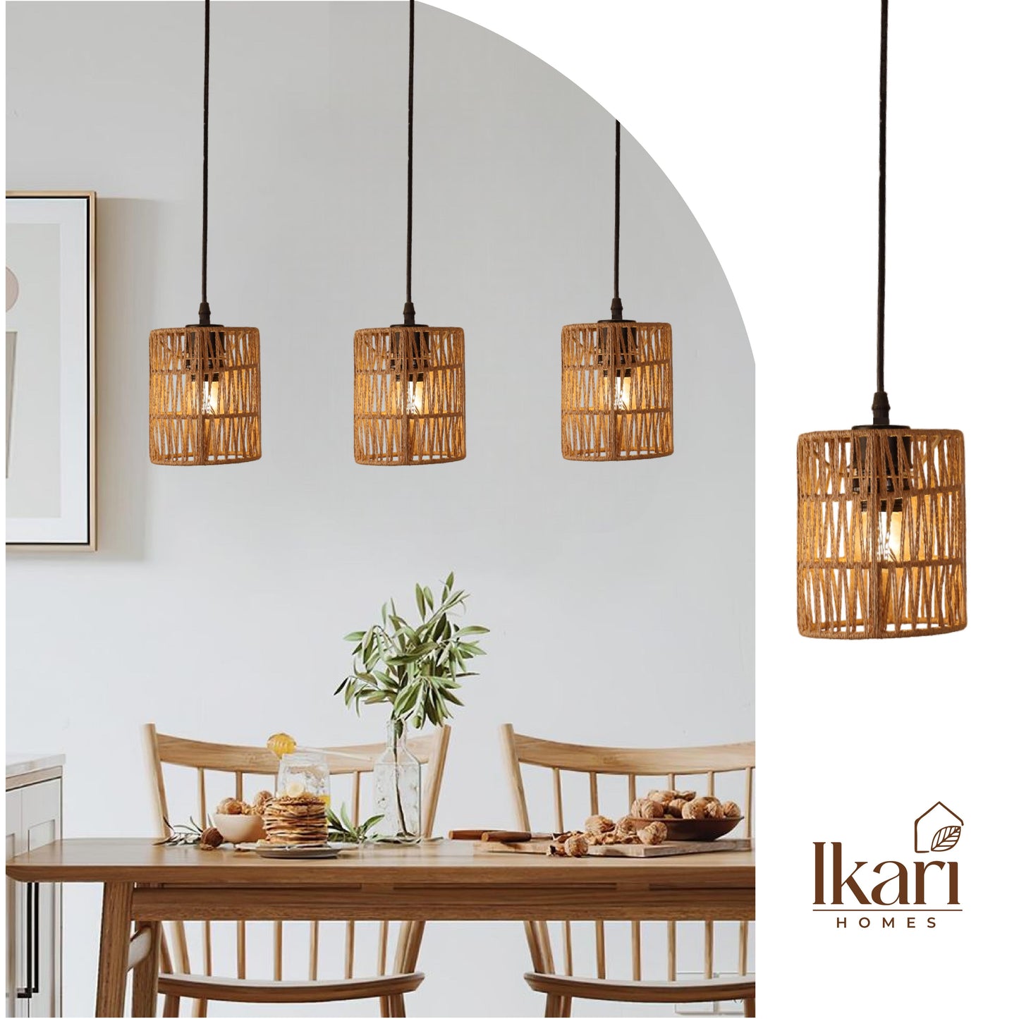 Raffia Zig Zag Pendant Lamp – Handwoven Elegance