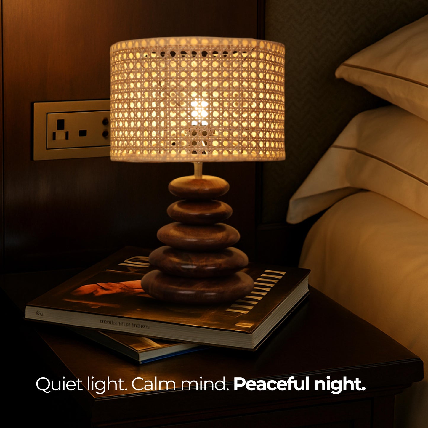 Rattan Pebble Lamp - Crafted for Calm.