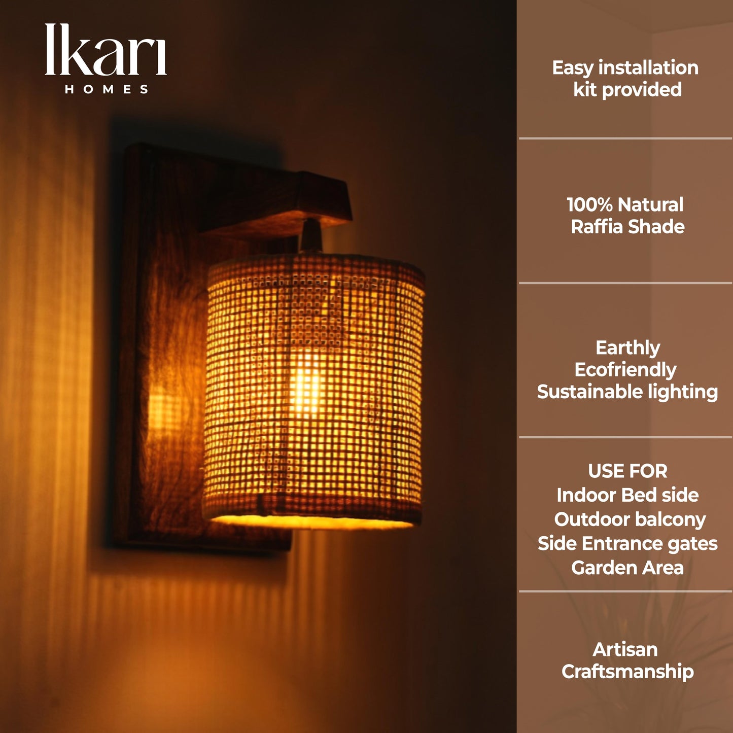 Vintage Raffia Wall Lamp – Minimalist Design, Natural Warmth