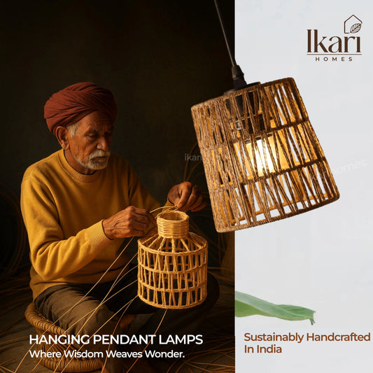 Zigzag Raffia Dome Hanging Lamp – Handwoven Geometry, Soft Radiance